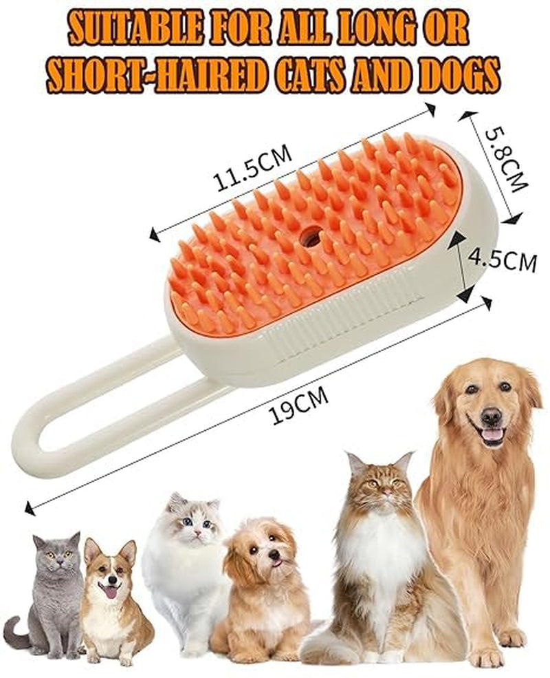 Cat Steam Brush for Shedding - 3 in 1 Pet Steam Brush for Dogs and Cats - Adjustable Dog Steamy Brushes for Grooming and Massage, Removing Tangled and Loose Hair, Beige