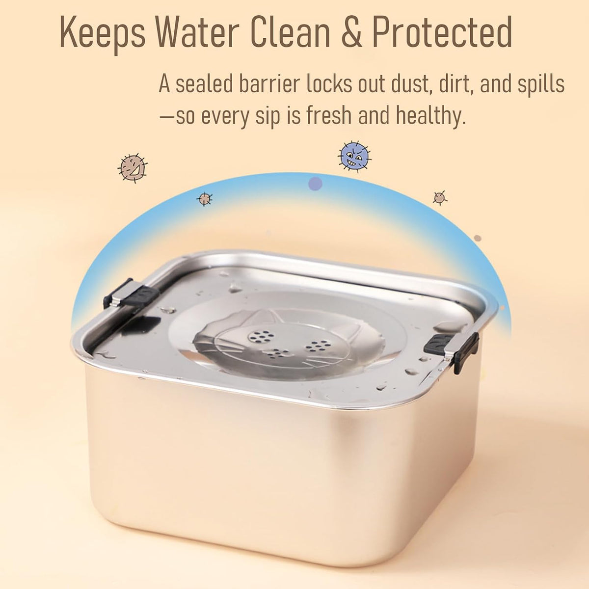 Dog Water Bowl No Spill, 3L/101Oz Stainless Steel Slow Feeder Dog Bowl with Floating Disk, Spill Proof Dog Water Bowl Dispenser for Messy Drinkers, anti Splash Large Dog Bowl with Filter