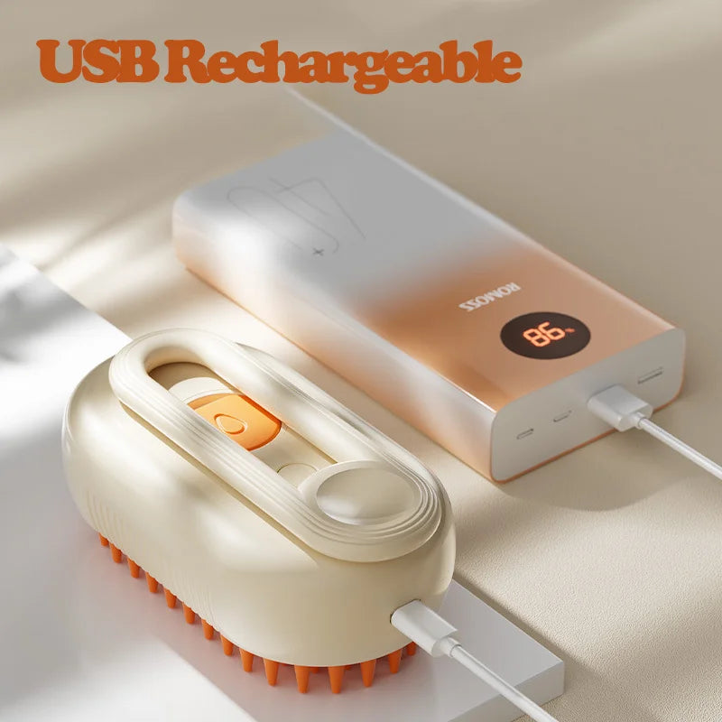 Pet Cat Grooming Comb with Electric Spray Water Steam Soft Silicone Brush Kitten Pet Bath Brush Massage Pet Hair Remover