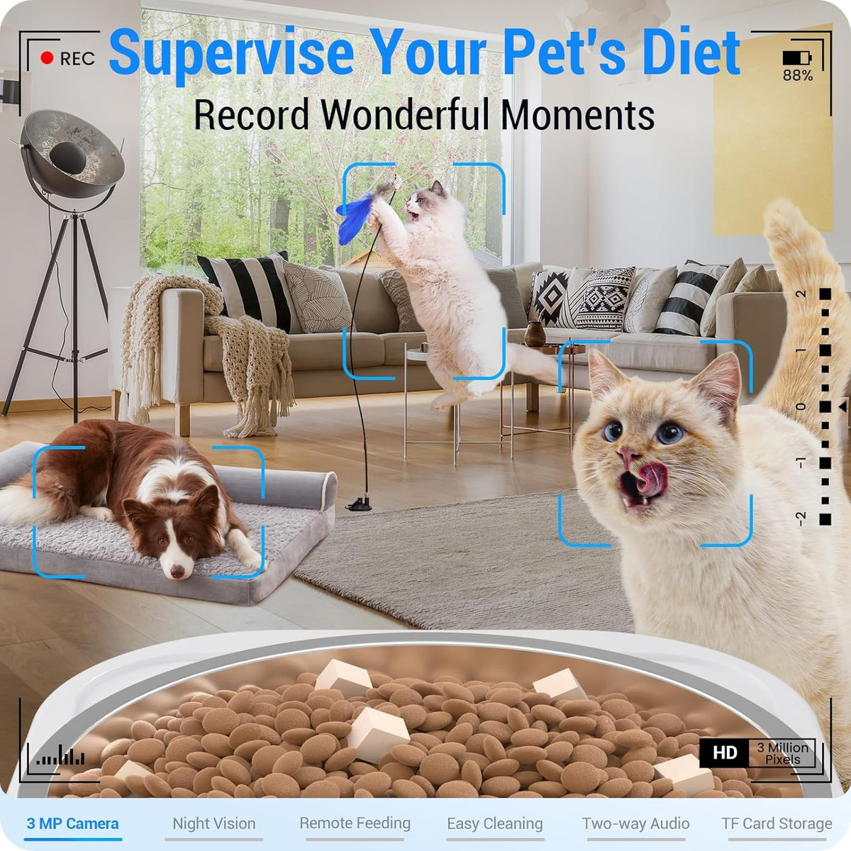 Automatic Pet Feeder 7L Camera Wifi Dual Band Night Vision Smart Food Dispenser