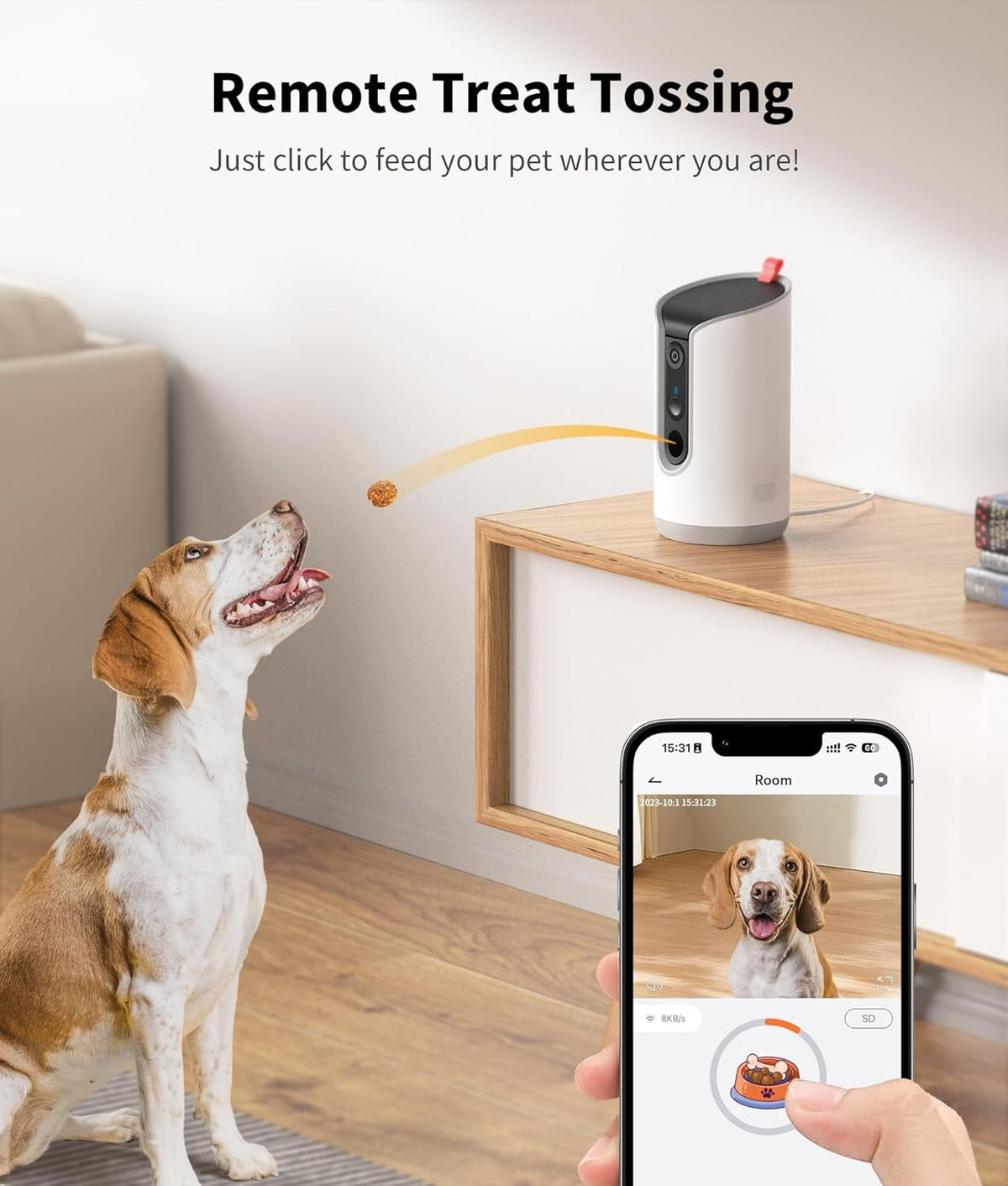 2K Pet Camera Treat Dispenser 360 View Dog Camera 5G Wifi Two Way Talk Indoor