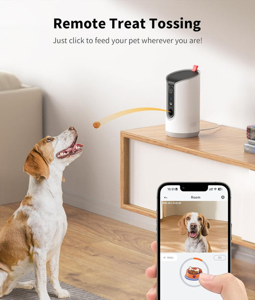 2K Pet Camera Treat Dispenser 360 View Dog Camera 5G Wifi Two Way Talk Indoor