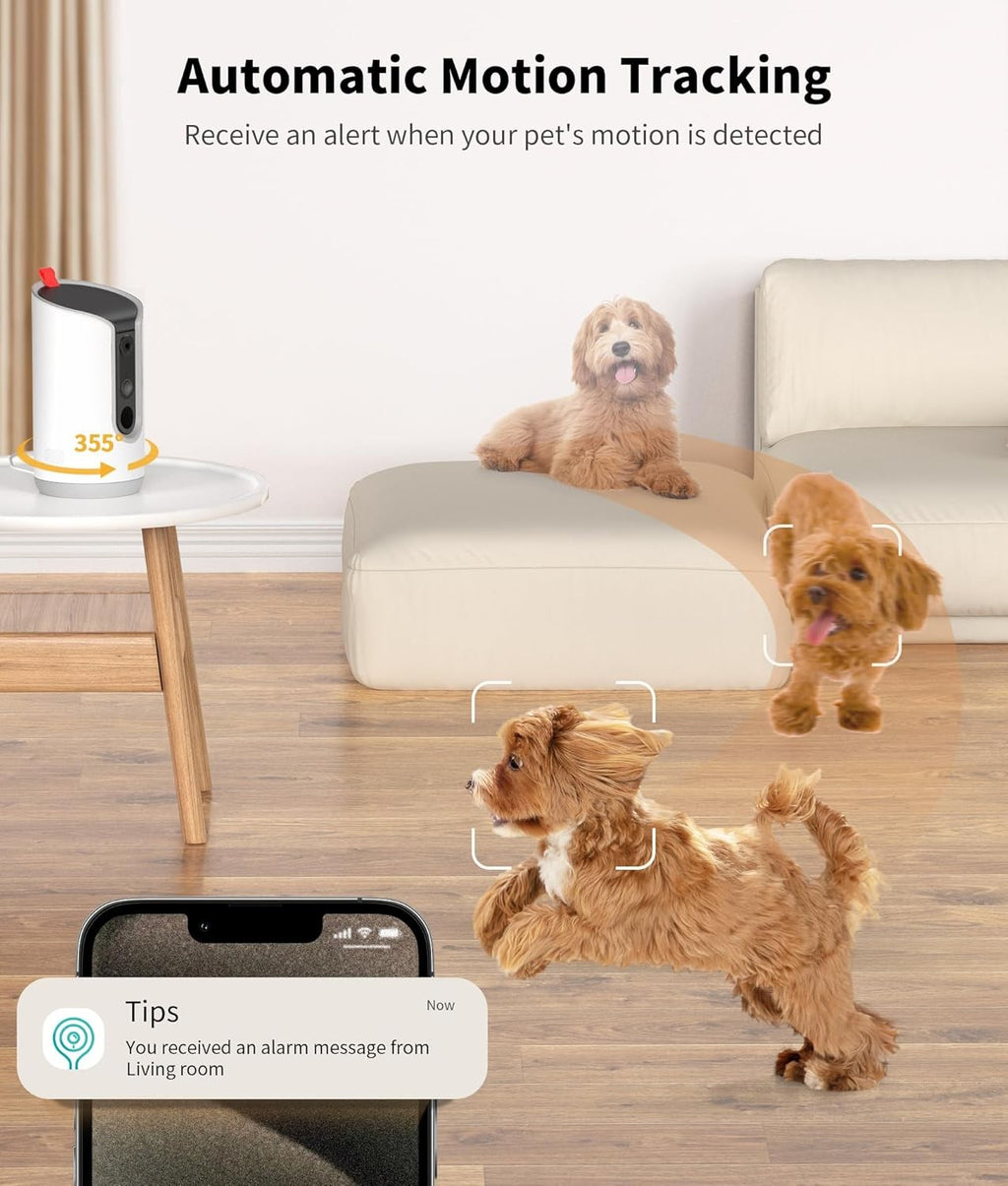 2K Pet Camera Treat Dispenser 360 View Dog Camera 5G Wifi Two Way Talk Indoor