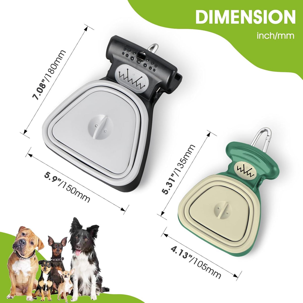 SUPERDESIGN Dog Pooper Scooper, Pooper Scooper for Small and Large Dogs, Dog Poop Scooper for Yard, Pooper Scooper with Bag Attachment and Leash Clip, Ideal for Walks, Travel and Camping (Large,Black)