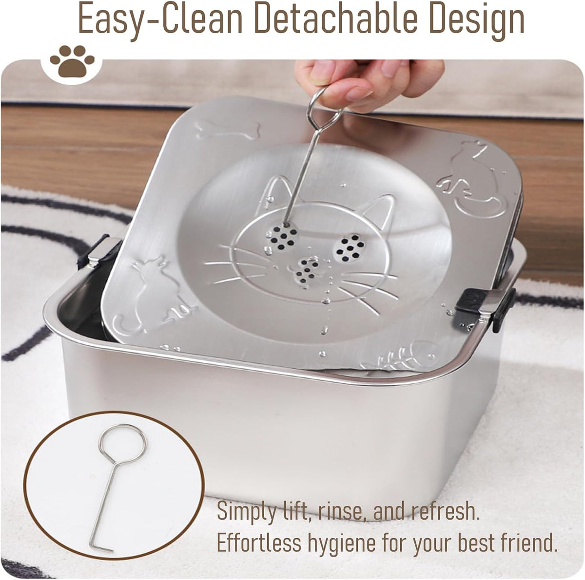 Dog Water Bowl No Spill, 3L/101Oz Stainless Steel Slow Feeder Dog Bowl with Floating Disk, Spill Proof Dog Water Bowl Dispenser for Messy Drinkers, anti Splash Large Dog Bowl with Filter