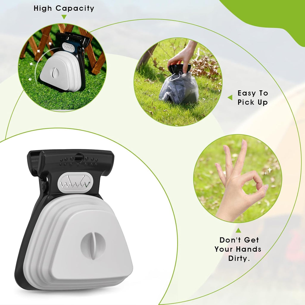 SUPERDESIGN Dog Pooper Scooper, Pooper Scooper for Small and Large Dogs, Dog Poop Scooper for Yard, Pooper Scooper with Bag Attachment and Leash Clip, Ideal for Walks, Travel and Camping (Large,Black)