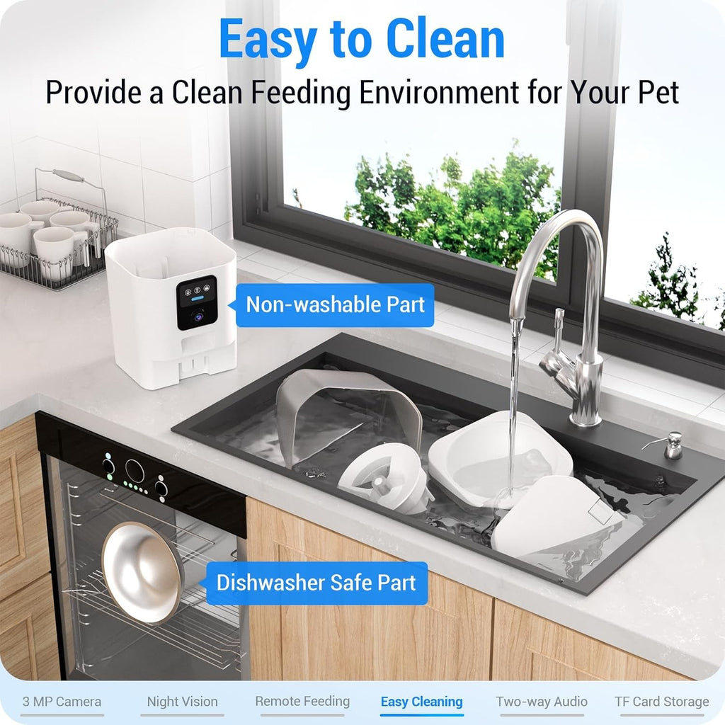 Automatic Pet Feeder 7L Camera Wifi Dual Band Night Vision Smart Food Dispenser