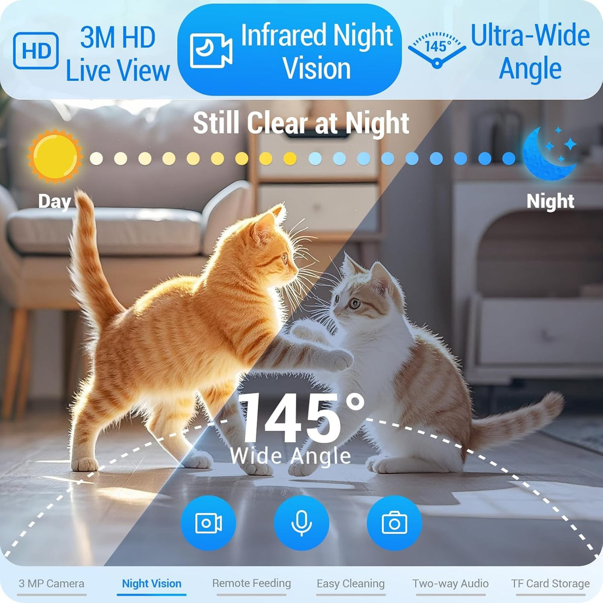 Automatic Pet Feeder 7L Camera Wifi Dual Band Night Vision Smart Food Dispenser