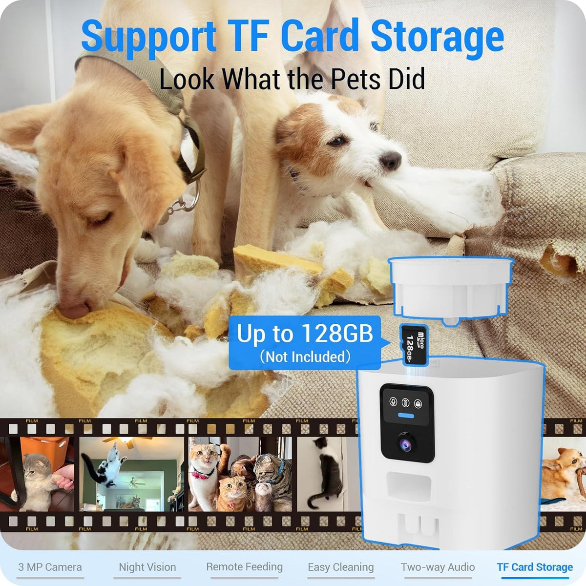 Automatic Pet Feeder 7L Camera Wifi Dual Band Night Vision Smart Food Dispenser