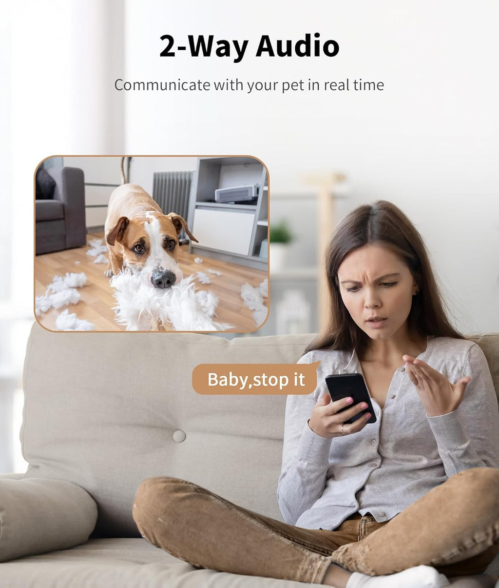2K Pet Camera Treat Dispenser 360 View Dog Camera 5G Wifi Two Way Talk Indoor