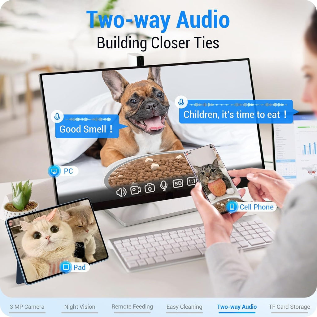 Automatic Pet Feeder 7L Camera Wifi Dual Band Night Vision Smart Food Dispenser