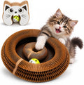 Kitty Kurlzz Cat Toy - Magic Organ Accordion Scratcher with Ball Track, Foldable Honeycomb Cardboard Scratching Board, Reversible Interactive Toy for Indoor Cats - Magic Cat Scratch Board (Cat Face)